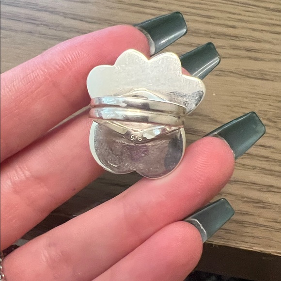 Black Onyx and Pink Opal Paw Print Sterling Ring - Picture 2 of 3